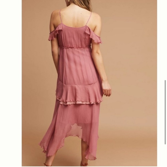 Moulinette Soeurs Anthropologie Ragan Ruffled Dusty Pink Mauve Feminine Dress - Picture 5 of 10